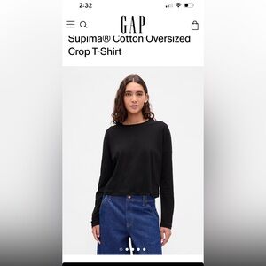 GAP Black Supima Cotton Crop Top. Size small
